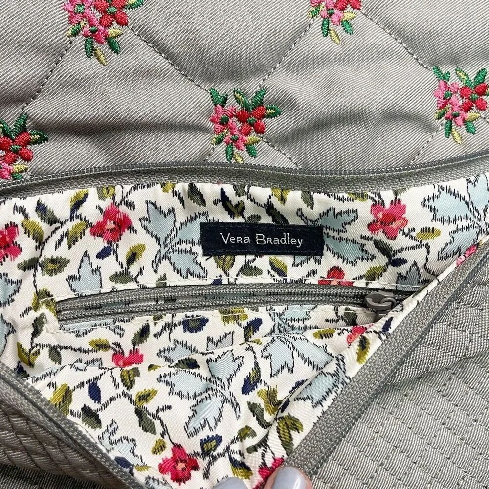 Vera Bradley Iconic‎ Turnabout Quilted Reversible Crossbody Bag Denim Gray Solid